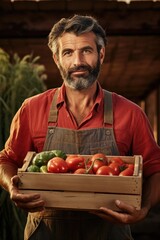 Fresh produce being held by a man, perfect for grocery or farmer's market concepts