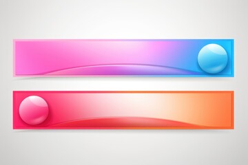 Three vibrant banners featuring colorful spheres, perfect for advertising or promotions