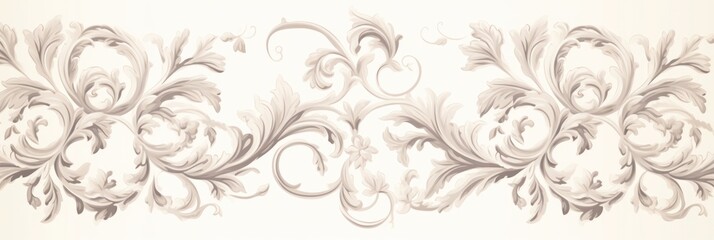 A White wallpaper with ornate design, in the style of victorian, repeating pattern vector illustration