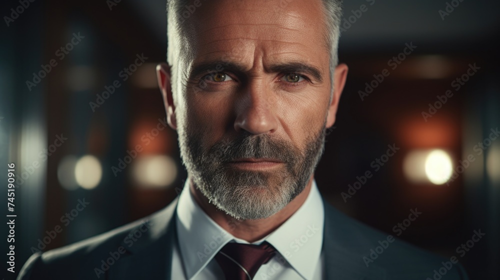 Poster close up of a man in professional attire, suitable for business concepts