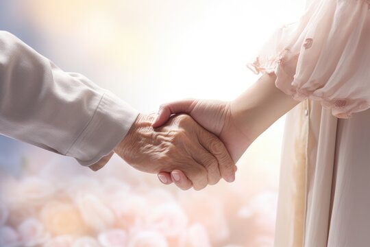 A close-up image of two people holding hands. Suitable for various concepts and themes