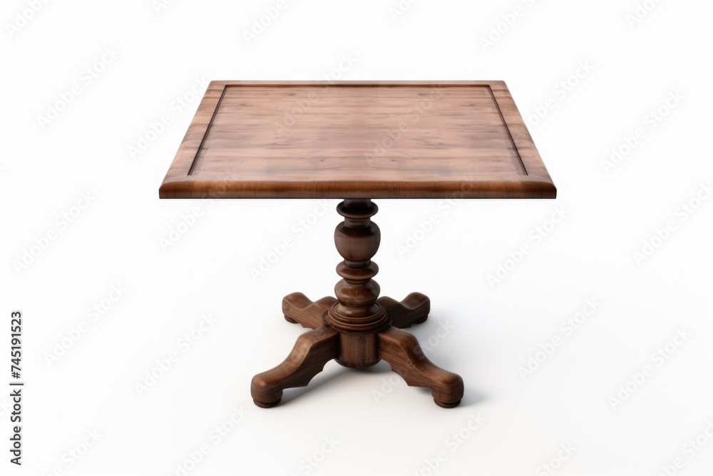 Poster a square top wooden table on a white background. perfect for product display