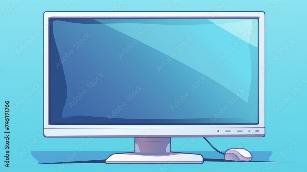 Poster a computer monitor on a desk, perfect for office or technology concepts