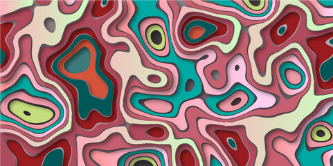 Fototapeta na wymiar Abstract colorful wavy line background. Topographic map designed texture. Seamless pattern. Multicolor background design. Shadows and curve layers. Modern, futuristic graphic wallpaper.