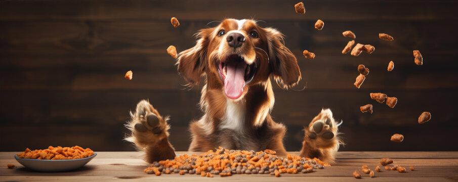 Happy Dog Is Enjoying His Food