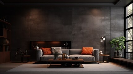 A comfortable living room setup with a couch and a coffee table. Suitable for interior design concepts