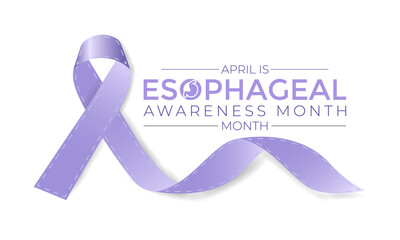 Esophageal Cancer Awareness Month. Periwinkle Color Ribbon Isolated On white Background. Greeting card, Banner poster, flyer and background design.