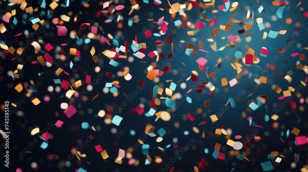 Poster A festive image with confetti falling from the sky. Ideal for party and event concepts