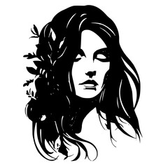 woman, hair, face, beauty, vector, illustration, fashion, silhouette, art, head, eyes, lips, sketch, style, glamour, black, long, model, person, lady, drawing, people, design, line, hairstyle, icon