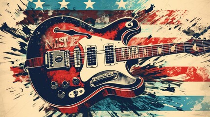 A grunge effect electric guitar, perfect for music industry designs - obrazy, fototapety, plakaty