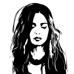 woman, hair, face, beauty, vector, illustration, fashion, silhouette, art, head, eyes, lips, sketch, style, glamour, black, long, model, person, lady, drawing, people, design, line, hairstyle, icon, f