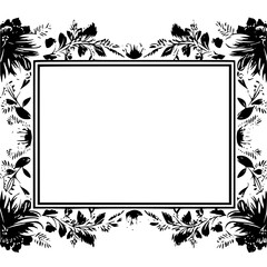 frame, floral, border, vintage, vector, decoration, flower, ornament, design, illustration, pattern, black, swirl, card, wedding, ornate, banner, art, decor, invitation, leaf, element, style, scroll, 