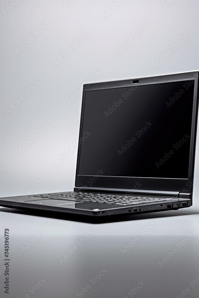 Aufkleber A laptop computer on top of a table. Suitable for technology and office concepts