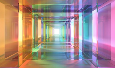 Digital Generated Multicolored Rectangular Portal Gateway with a Gradient Background Representing a Metaverse Concept