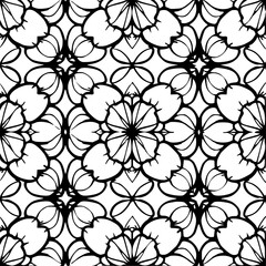 Fototapeta premium Seamless pattern, pattern, line art pattern, background, pattern, seamless, leaf, floral, vector, flower, decoration, plant, wallpaper, nature, design, illustration, ornament, art, branch, tree, 
