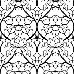 Seamless pattern, pattern, line art pattern, background, pattern, seamless, leaf, floral, vector, flower, decoration, plant, wallpaper, nature, design, illustration, ornament, art, branch, tree, 