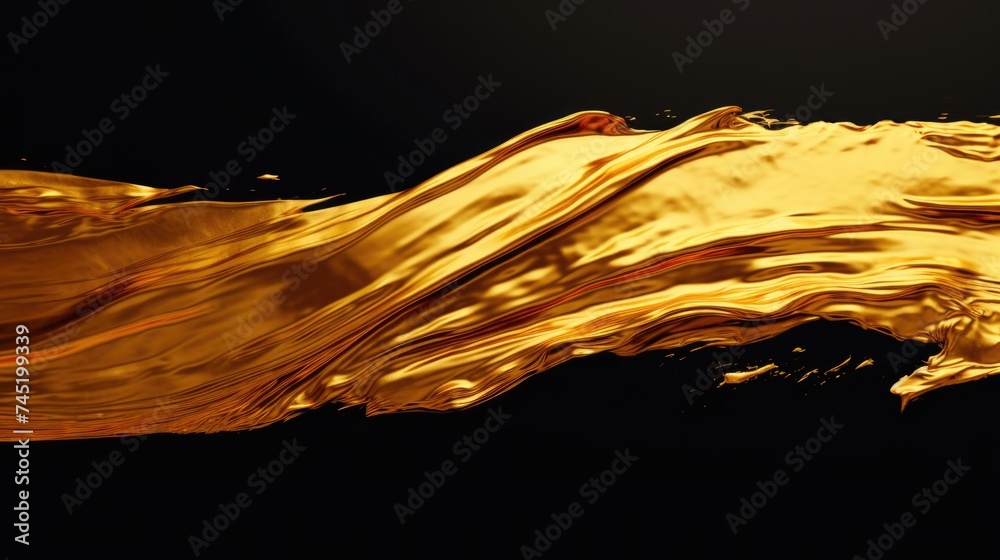 Poster close up of a liquid wave on a black background. ideal for graphic design projects