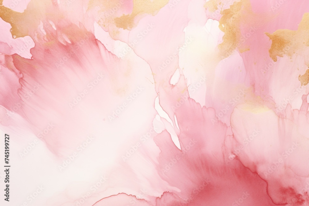 Poster abstract painting in pink and gold colors on a white background. suitable for art and design project