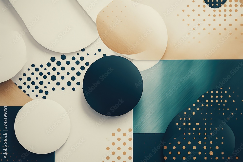 Poster A series of abstract images featuring circles and dots. Suitable for various design projects