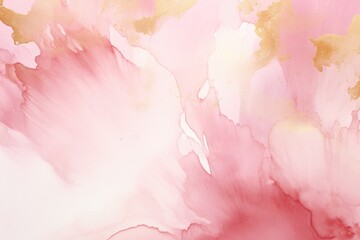 Abstract painting in pink and gold colors on a white background. Suitable for art and design projects