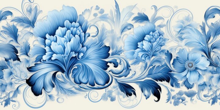 An Azure wallpaper with ornate design, in the style of victorian, repeating pattern vector illustration © Michael
