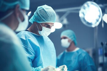A group of surgeons working in an operating room. Suitable for medical concepts