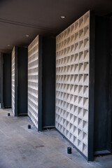 Close up of wall blocks. Contemporary architecture design. Perspective view. For background or...
