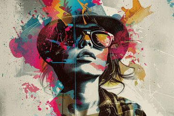Stylized Female Portrait with Colorful