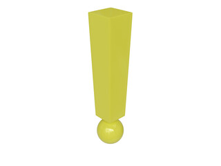 Yellow exclamation mark. 3d render.