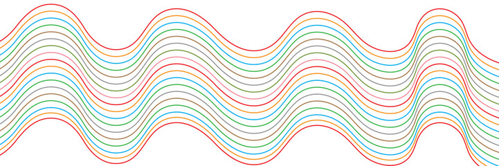 Thin line wavy background. Abstract black lines wave curve motion on white background vector