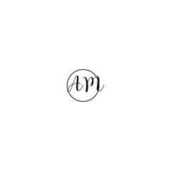 AM black line initial Monogram Logo Design Template