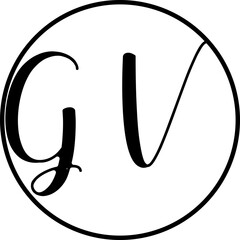 GV black line initial Monogram Logo Design Template