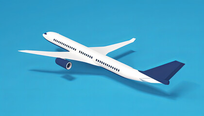 Naklejka premium Illustration of a white commercial airplane on a blue background