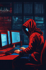 Obraz premium hacker working on computer