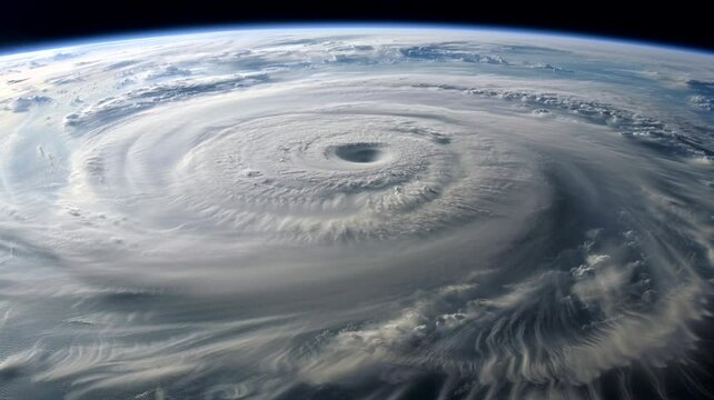 Storm scene seen from space, animated virtual repeating seamless 4k