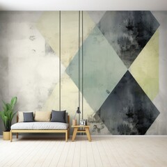 Black gray and olive diamonds modern abstract wallpaper