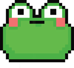 cute frog pixel art in 8 bit pixel art. Animal for game asset and cross stitch pattern in vector illustration.