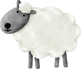 Cute sheep watercolor hand painted character. 