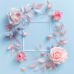 pink roses and a frame
