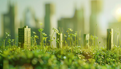 Urban Oasis: Cityscape Greening and Recycling Concepts - Eco Awareness with a Touch of Animated Energy and Selective Focus