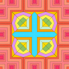 Colorful abstract geometric pattern with a kaleidoscope design and pastel tones suitable for backgrounds and creative projects