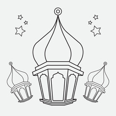 line islamic lantern illustration design