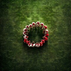 Overhead Aerial View of Baseball Team in Huddle on Green Field - obrazy, fototapety, plakaty