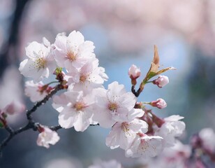 Obraz premium Cherry blossoms springtime in full bloom - Generative Ai