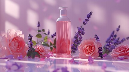 Elegantly Displayed Beauty Products Amidst Lush Roses - 745209181