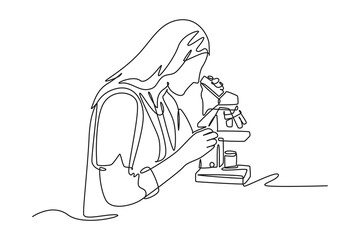 Continuous one line drawing Concept of studying in class and lab. Doodle vector illustration.