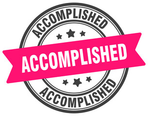 accomplished stamp. accomplished label on transparent background. round sign