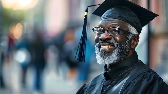 senior citizen black male graduation