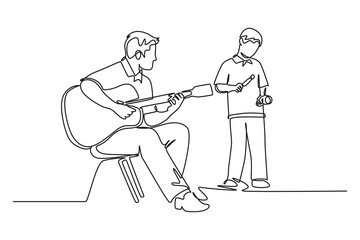 Continuous one line drawing Concept of studying in class and lab. Doodle vector illustration.