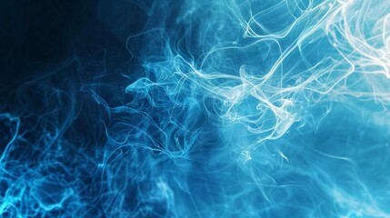 Obraz premium Blue quantum realm threads of light intertwining hinting at the unseen depth of computational power with spacious design for text
